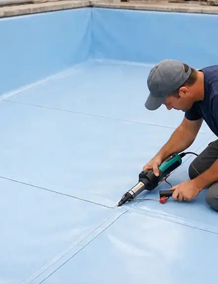 Pose sur mesure de membrane armée dans une piscine