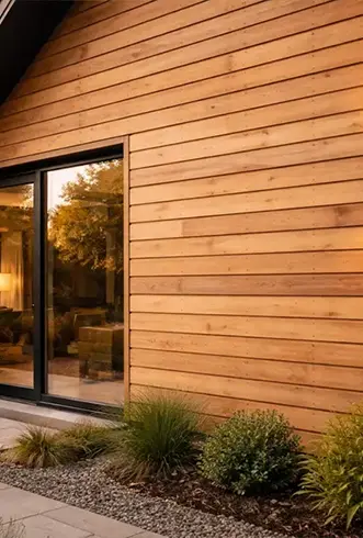 Bardage bois naturel sur façade de maison