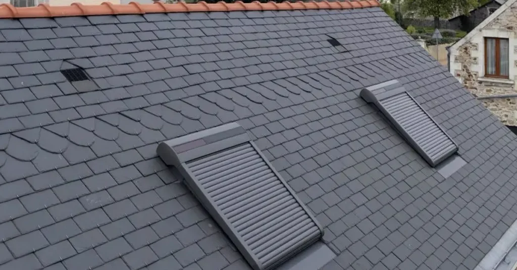 Toiture en ardoise naturelle sur maison de caractère
