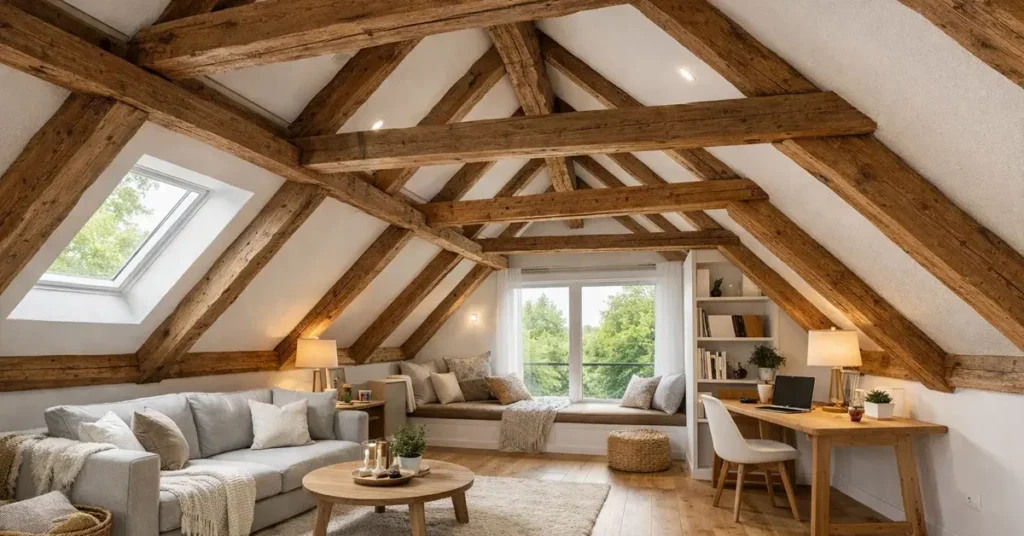 Aménagement de combles avec charpente bois