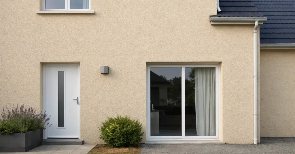 Façade avec enduit gratté