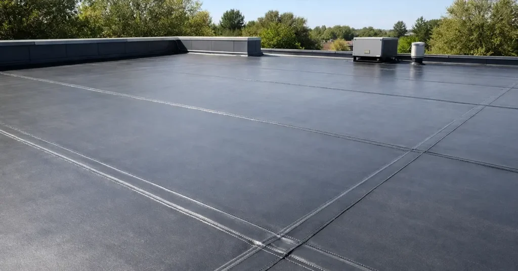 Pose de membrane d’étanchéité sur toiture plate