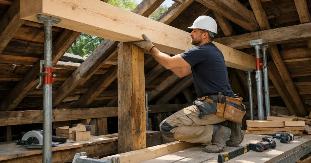 Réparation de charpente bois par charpentier professionnel