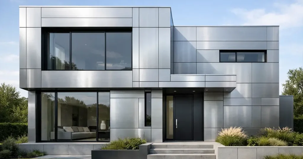 Habillage de façade en zinc contemporain
